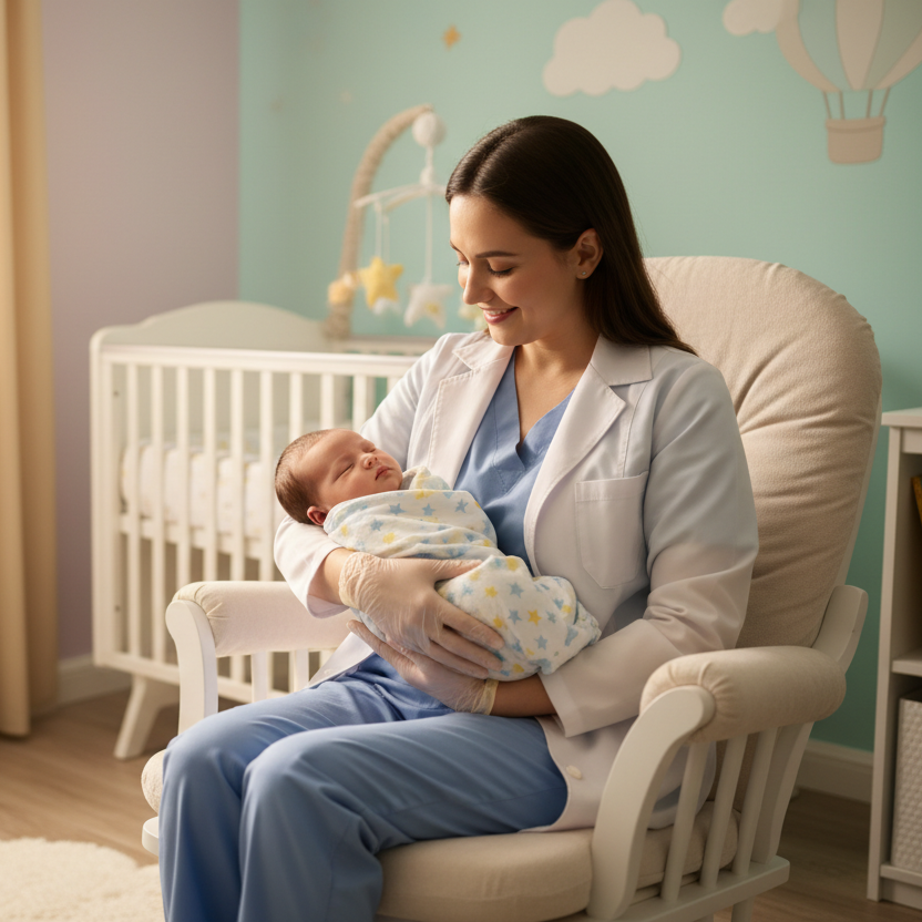 newborn care with caregiver